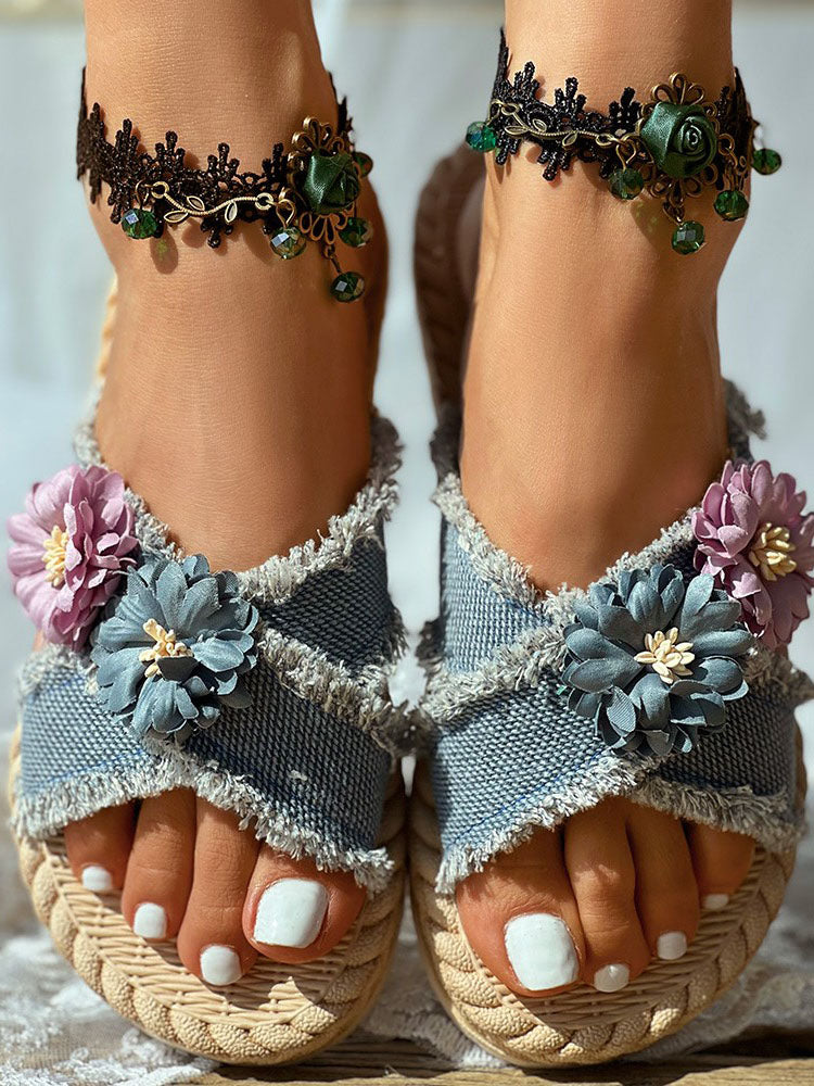 Denim Strap Beach Sandals