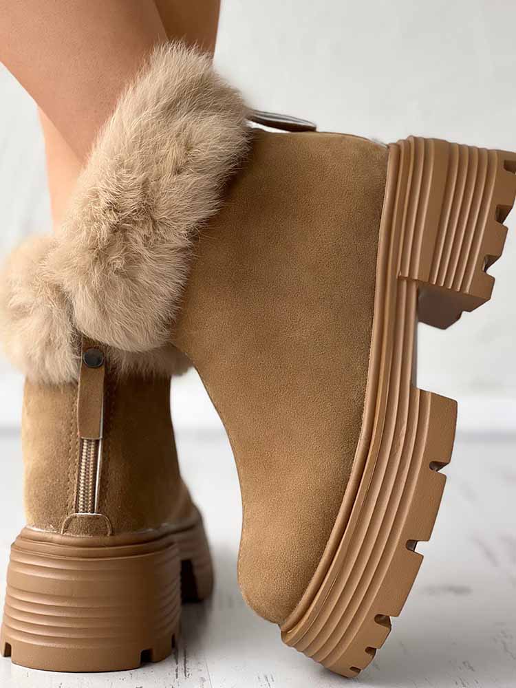 Furry Trim Lined Snow Boots