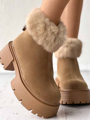 Furry Trim Lined Snow Boots