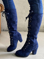 Suede Lace-Up Knee Boot