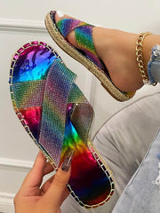 Sandalias con diamantes de imitación de arcoíris