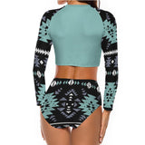 Aztec Green Black 2 Piece Sun Protection Bikini Swimwear