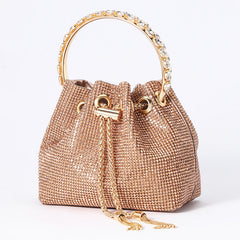 Silver Crystal Diamond Sparkle Bucket Bag