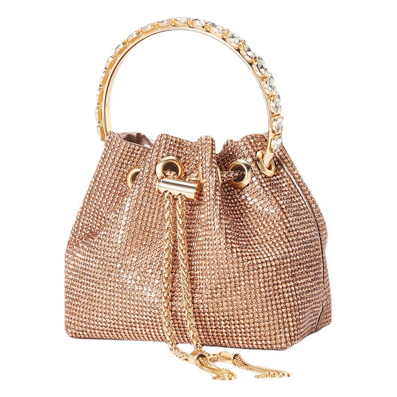 Silver Crystal Diamond Sparkle Bucket Bag