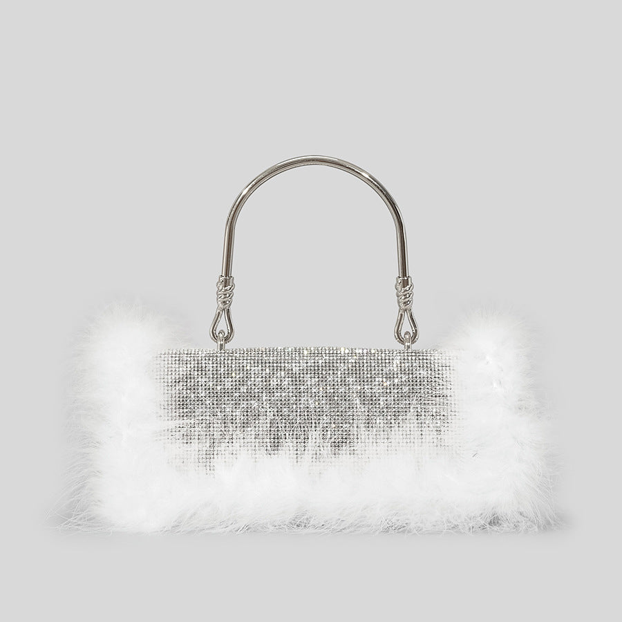 Mink Fur Diamond Evening Bag