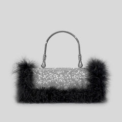 Mink Fur Diamond Evening Bag