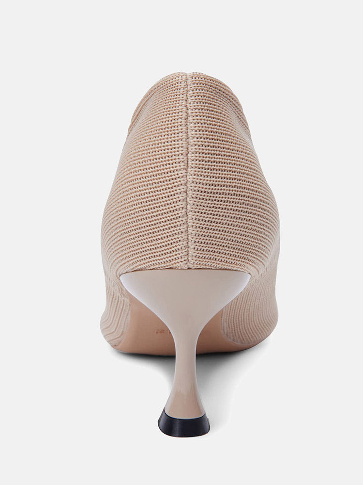 Knit Slip On Pointed Toe Heel