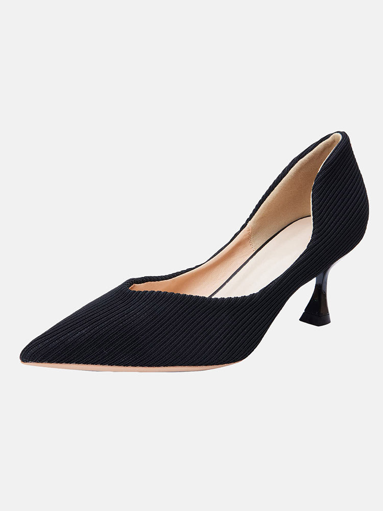 Knit Slip On Pointed Toe Heel