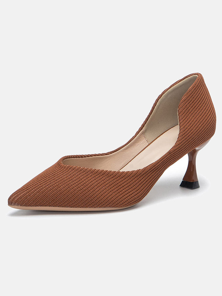 Knit Slip On Pointed Toe Heel