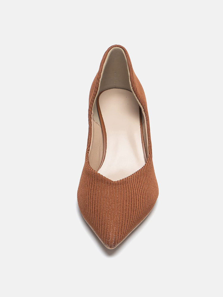 Knit Slip On Pointed Toe Heel