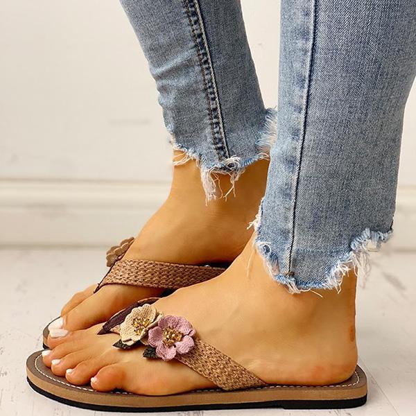 Flower Design Flat Sandals