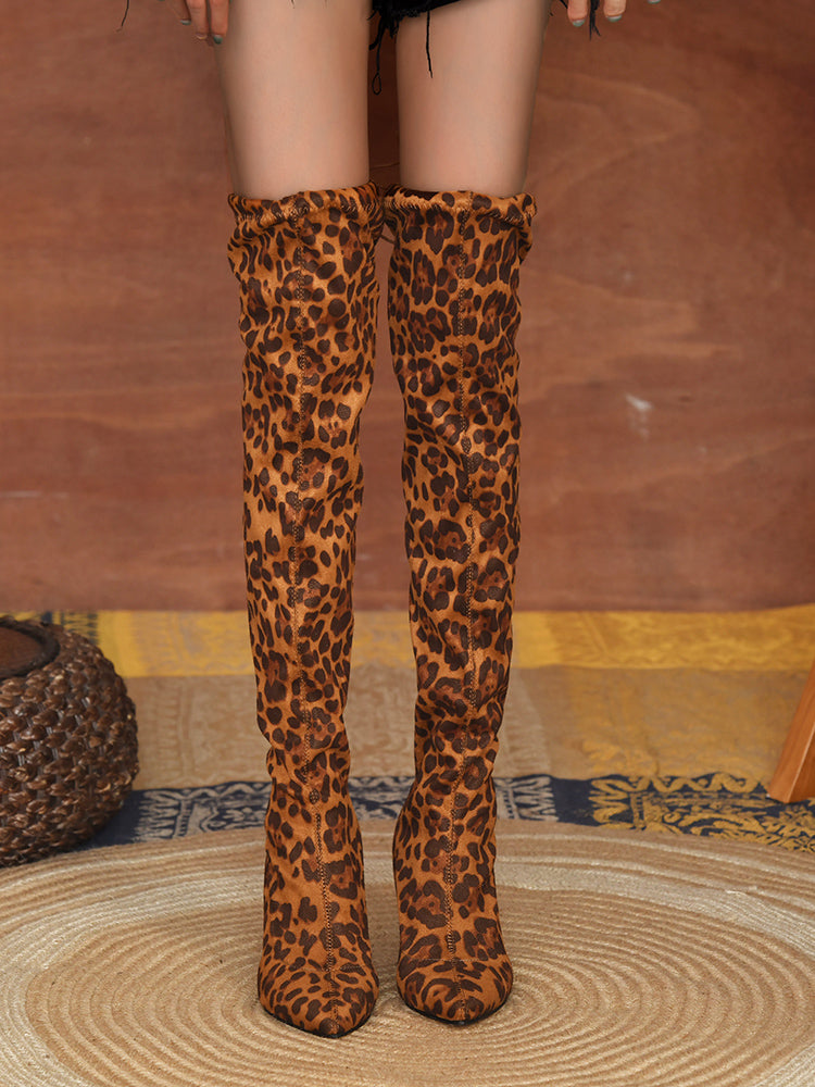 Animal Printed High Heel Boots