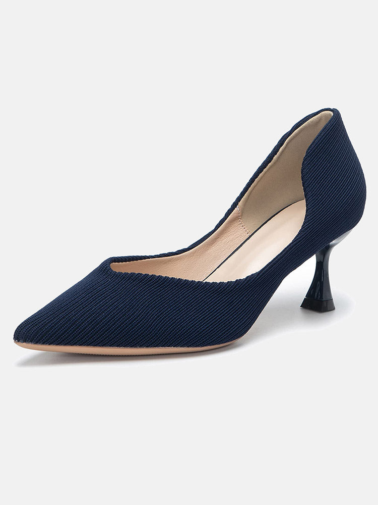 Knit Slip On Pointed Toe Heel