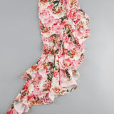 One Shoulder Cut Out Floral Maxi Dress
