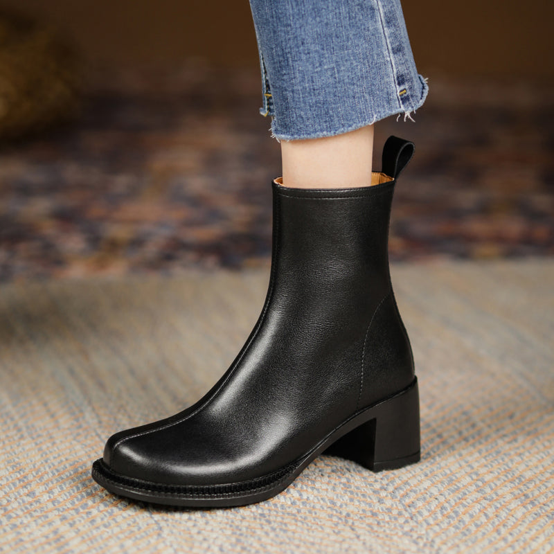 Faith Round Toe Low Heeled Ankle Boots