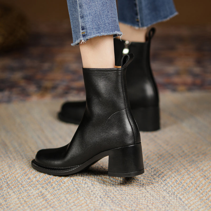 Faith Round Toe Low Heeled Ankle Boots