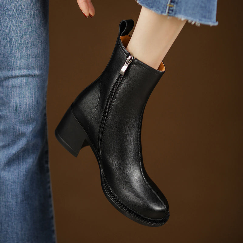 Faith Round Toe Low Heeled Ankle Boots