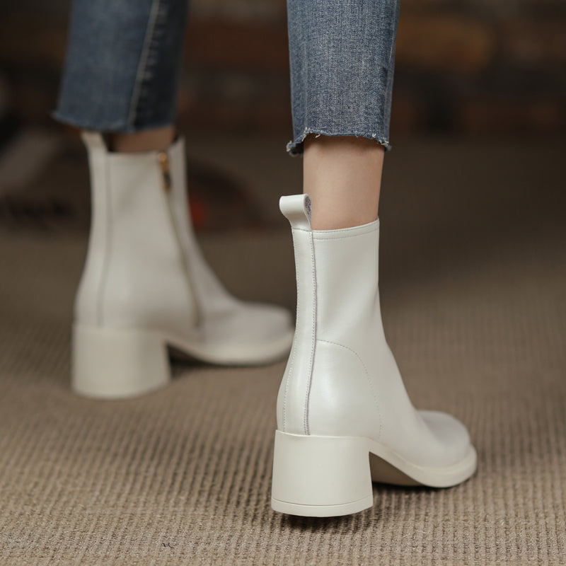 Faith Round Toe Low Heeled Ankle Boots