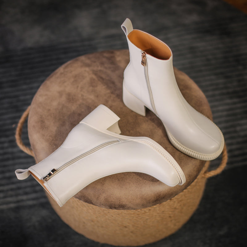 Faith Round Toe Low Heeled Ankle Boots