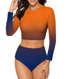 Orange-blue 2 Piece Sun Protection Bikini Swimwear