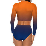 Orange-blue 2 Piece Sun Protection Bikini Swimwear