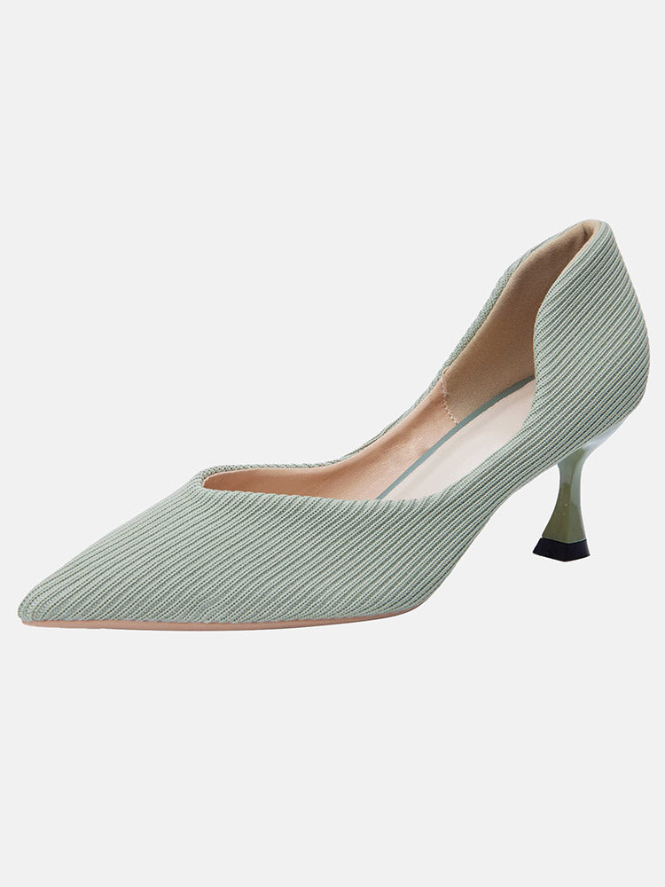 Knit Slip On Pointed Toe Heel