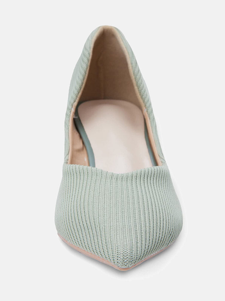 Knit Slip On Pointed Toe Heel