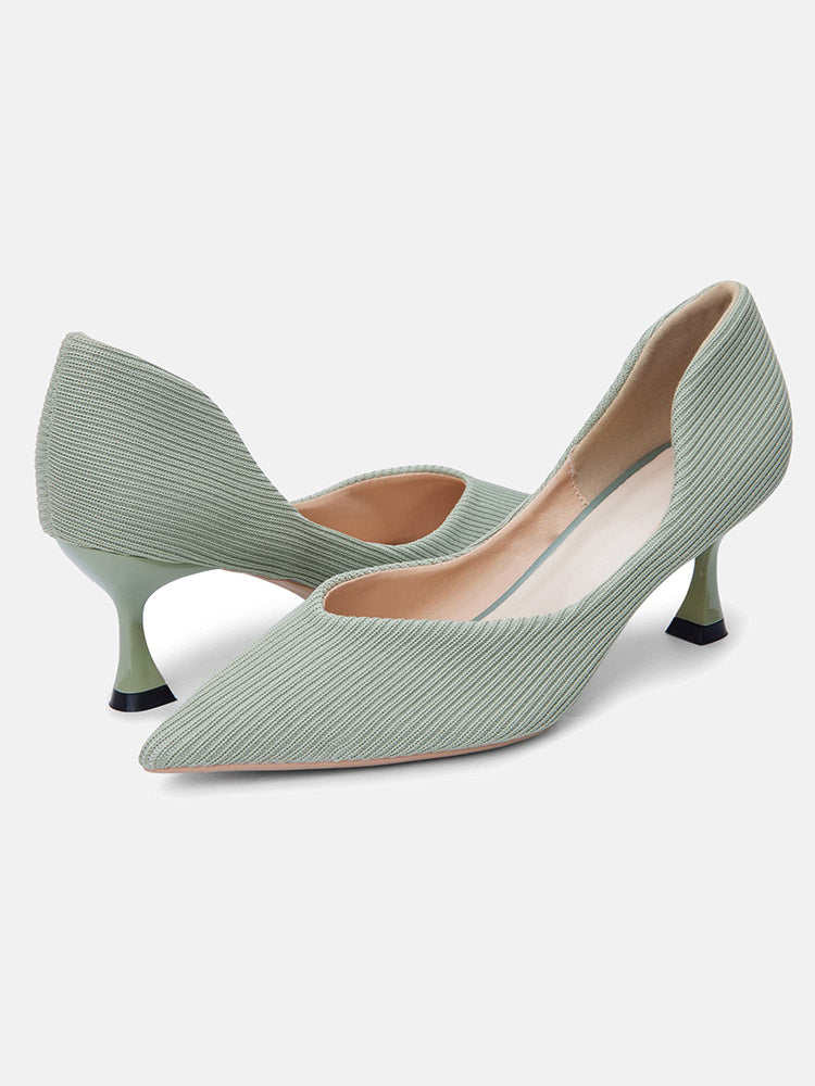 Knit Slip On Pointed Toe Heel