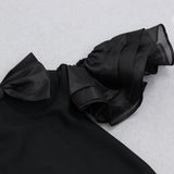Off Shoulder Short Sleeve Mini Frill Bandage Dress