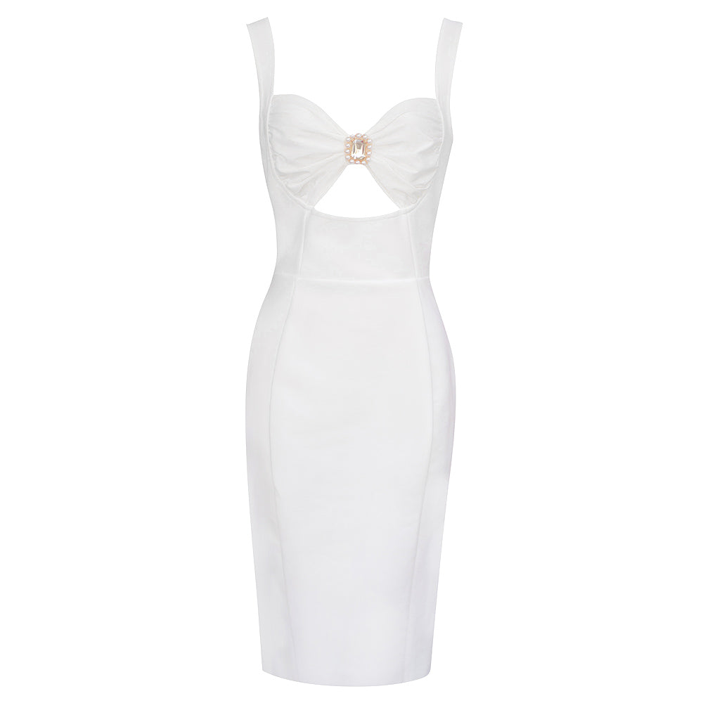 Strappy Sleeveless Midi Cut Out Bandage Dress