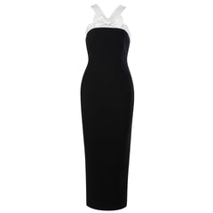 V Neck Sleeveless Midi Bowknot Bandage Dress