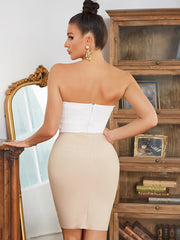 Strapless Sleeveless Midi Strappy Bandage Dress