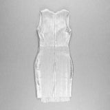 V Neck Sleeveless Mini Tassels Bodycon Dress HL6271