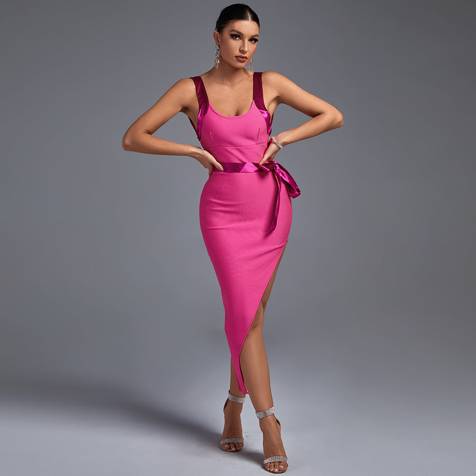 Strappy Sleeveless Midi Backless Bandage Dress