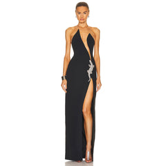 Strapless Sleeveless Maxi Diamente Embellished Bandage Dress