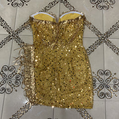 Strapless Sleeveless Mini Sequined Bodycon Dress