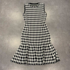 Round Neck Sleeveless Midi Plaid Bodycon Dress