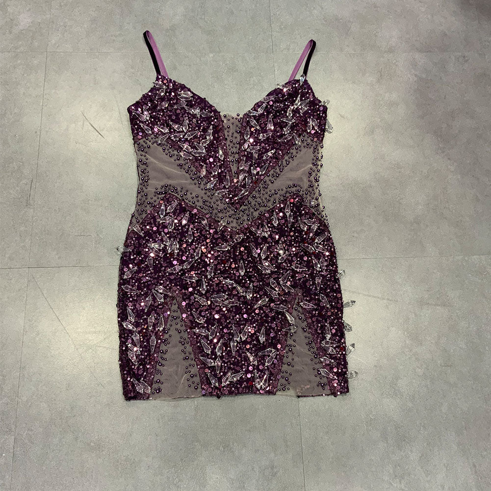 Strappy Mini Diamente Embellished Dress