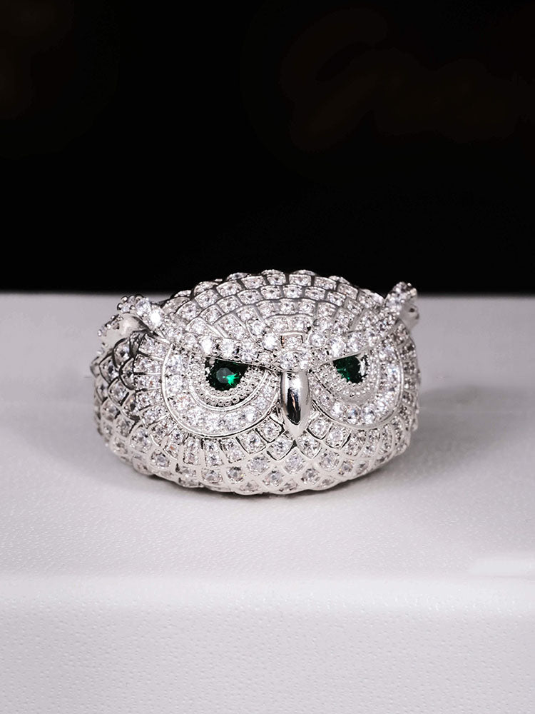 Owl Hip Hop Iced Zircon Stones Ring