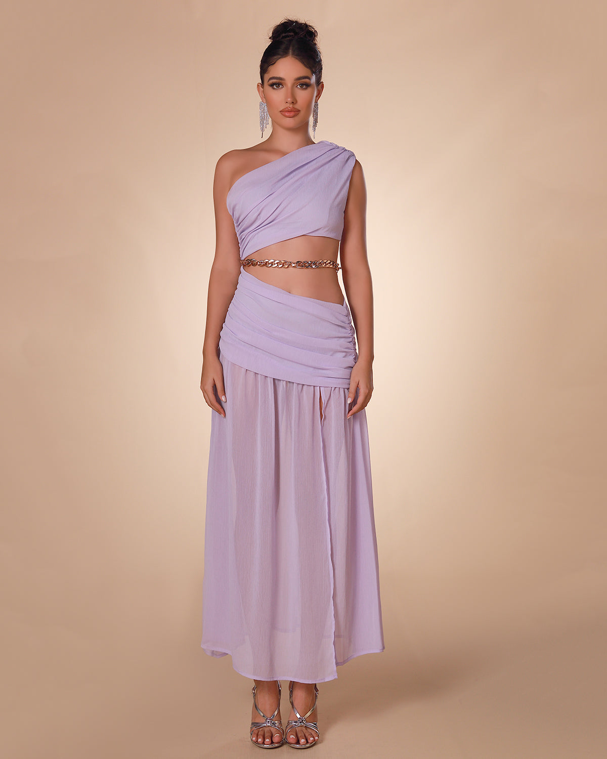 Lavender Split Chain Maxi Dress