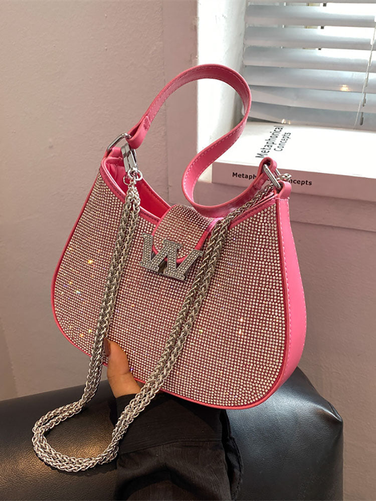 Rhinestone Saddle Shoulder Bag