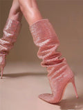 Crystal-Embellished Suede Boots