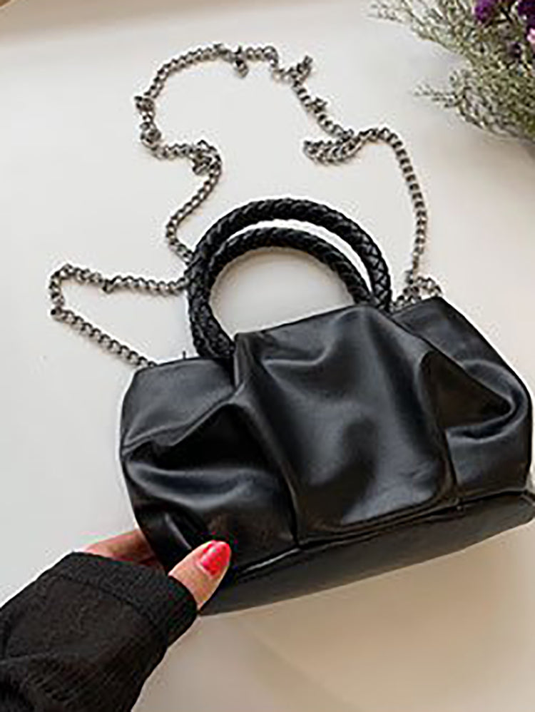 PU Leather Cloud Ruched Bag