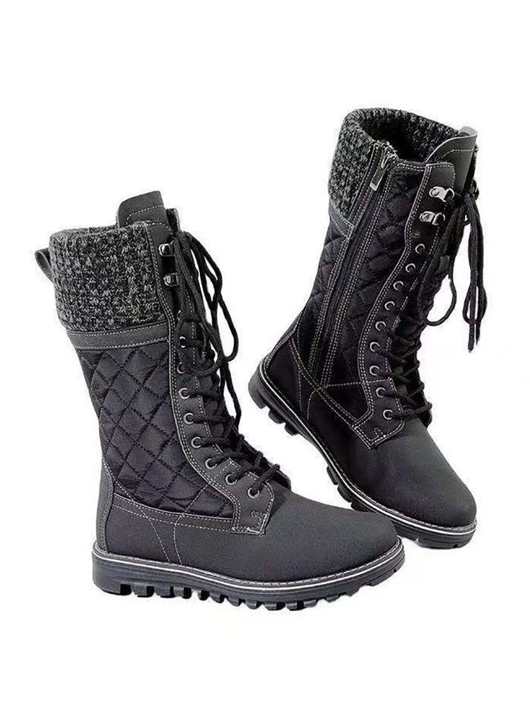 Zipper Design Lace Up Boot