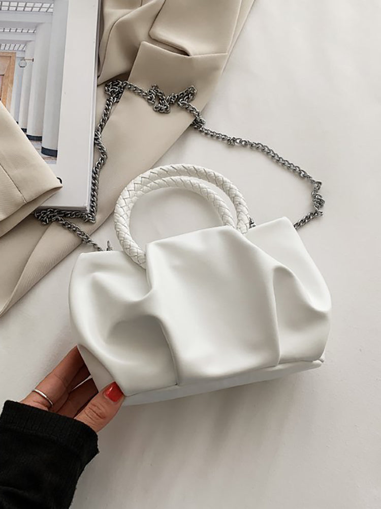 PU Leather Cloud Ruched Bag