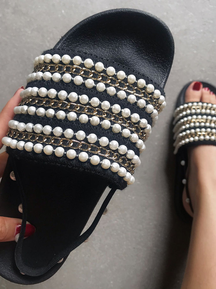 Pearls Flat Sandals