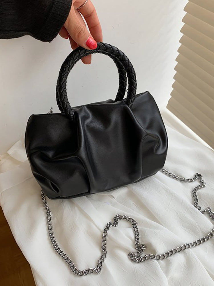 PU Leather Cloud Ruched Bag