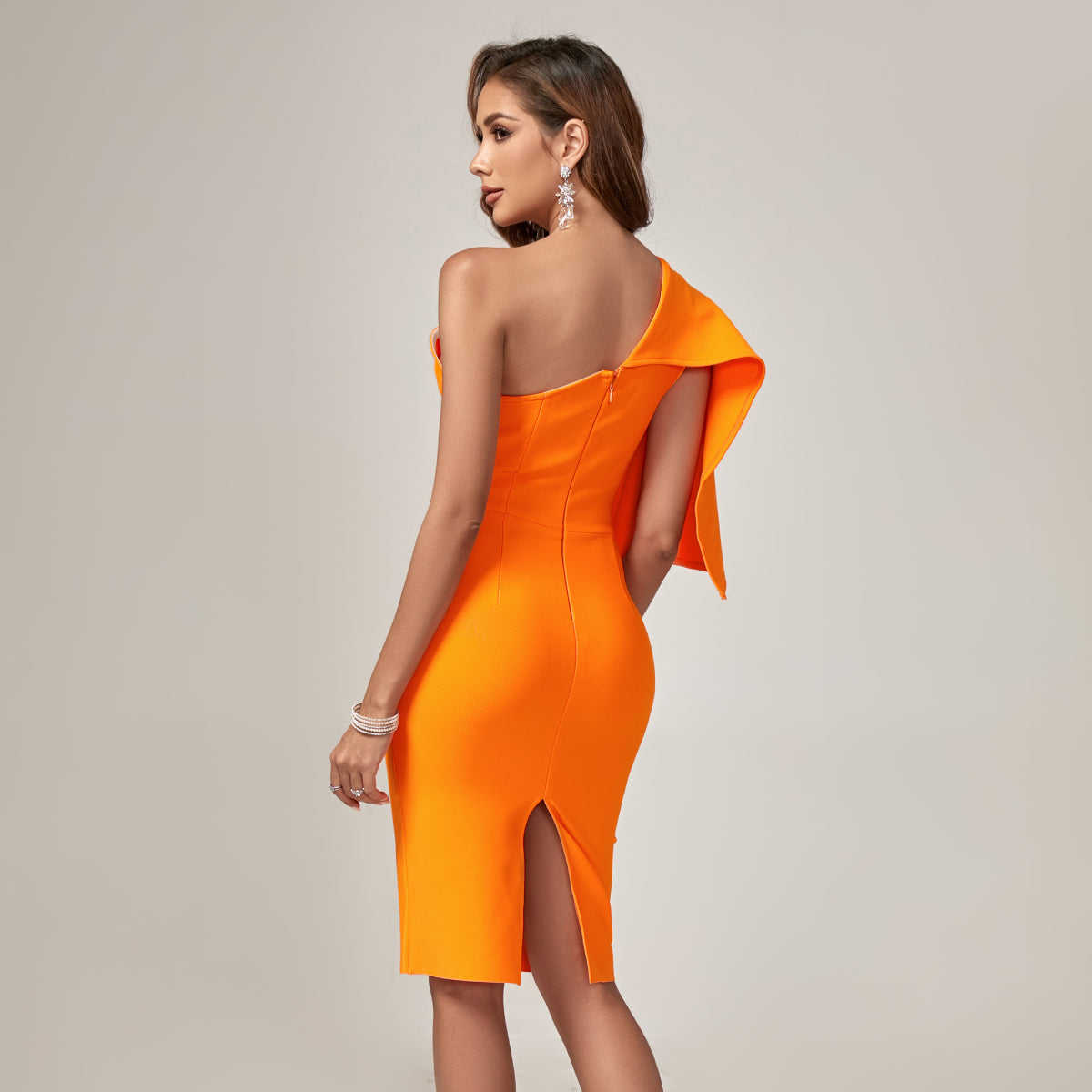 Ruffle One Shoulder Bandage Dress