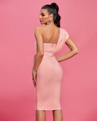 One Shoulder Belted Bandage Party Dress