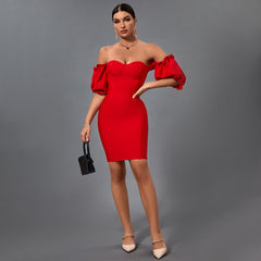 Off Shoulder Backless Mini Bandage Dress